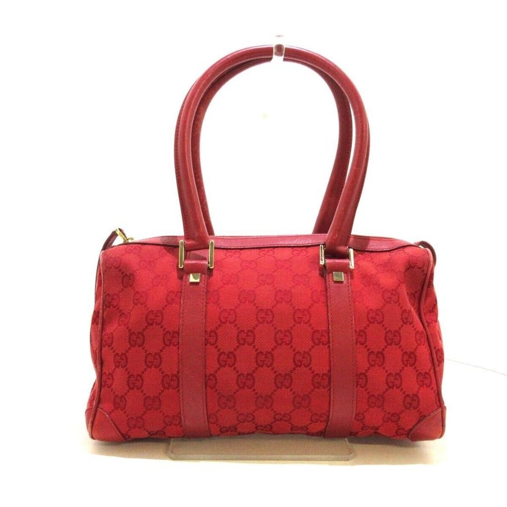 Gucci Red GG Canvas Speedy Boston Bag